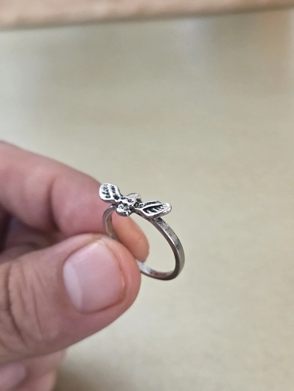 Silver Skull with Wings Ring -